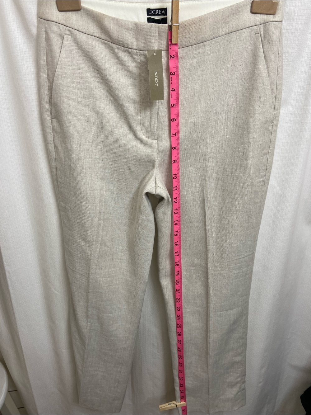 J. Crew Kate Straight-Leg Pant in Natural Linen Neutral Tailored Trouser - Picture 12 of 16